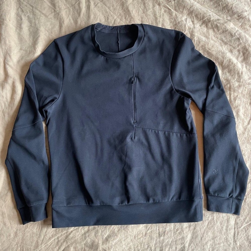 Lululemon Sojourn Long Sleeve Crew Neck Sweater Warpstreme, Men Size S, Black